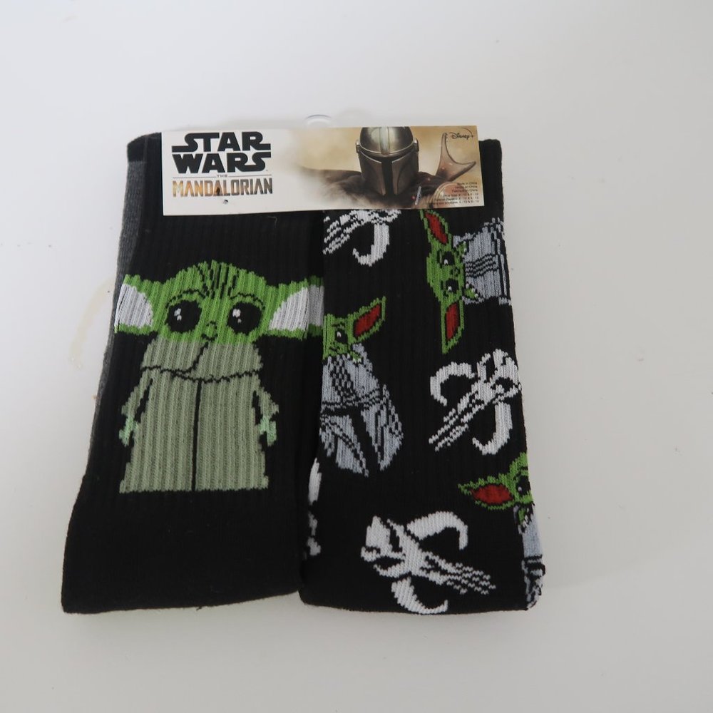 Odd Sox Novelty Star Wars Mandalorian Disney 2 Pairs UNISEX Crew Socks